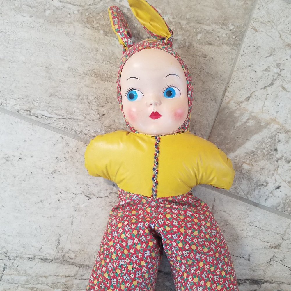 Vintage Lucky Toy Company doll in rabbit hat